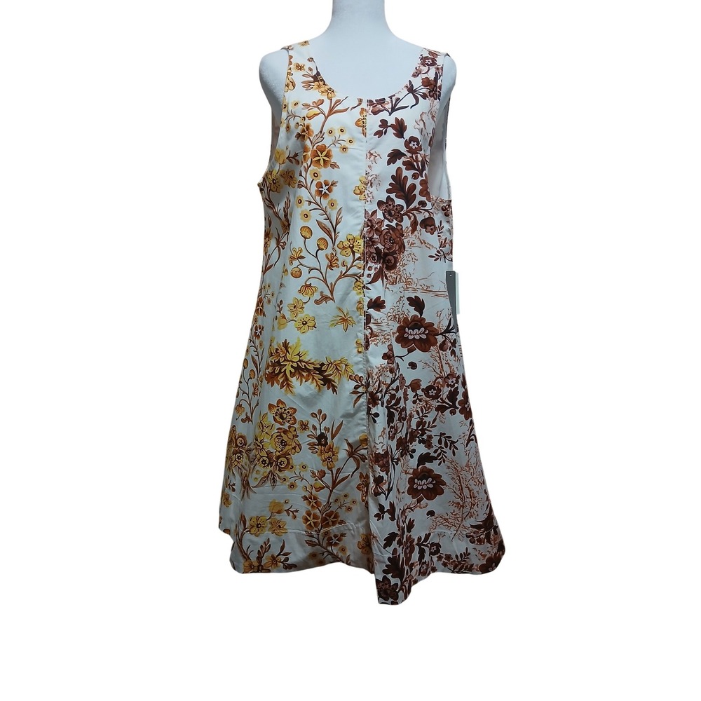 Anthropologie Maeve Neutral Floral Split Print V-Back Shift Dress XL NWT - Picture 4 of 12